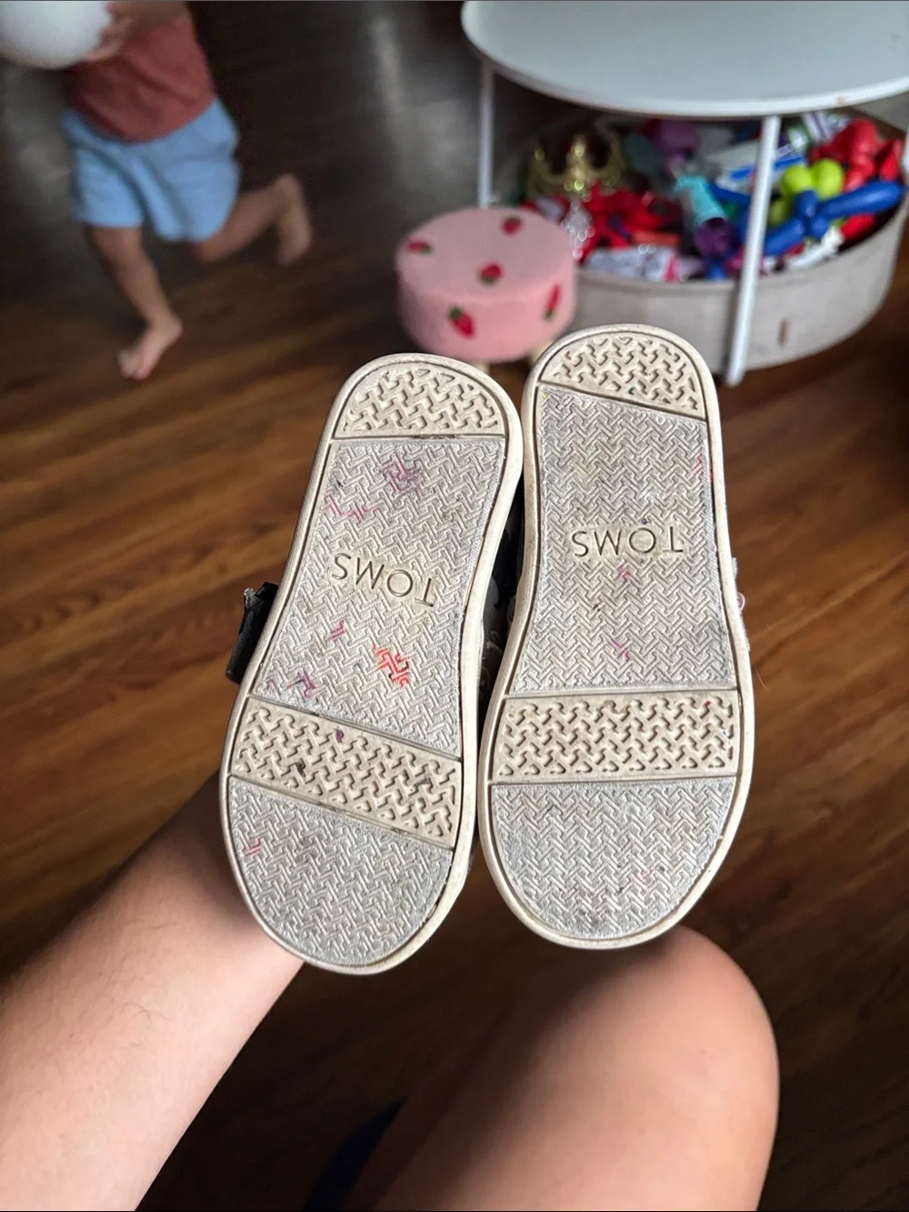 Toms Gray Canvas Kids Slip-On Shoes with Ghost Print